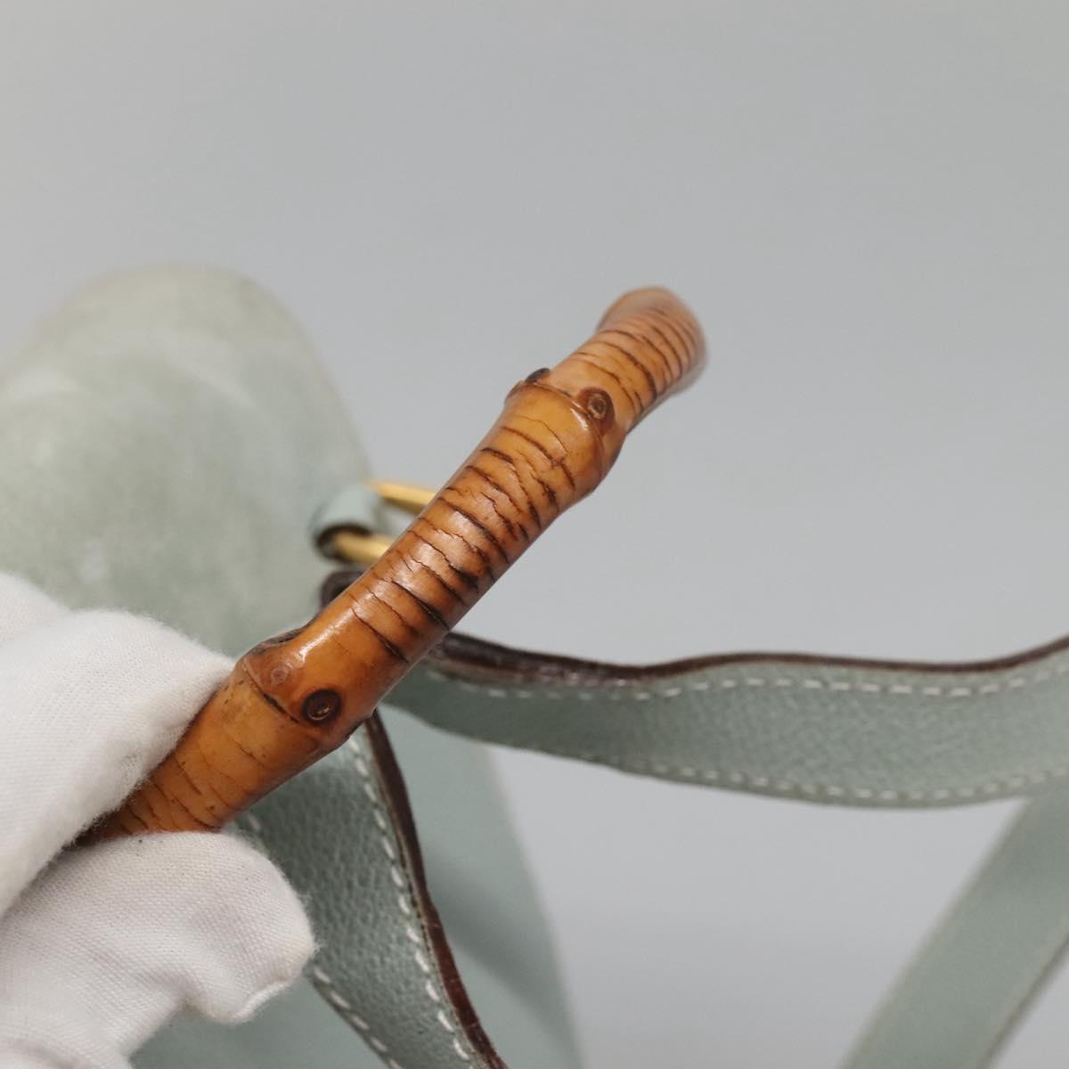 GUCCI Bamboo Backpack Suede Light Blue Gold 003 2058 0030 Auth BA5287