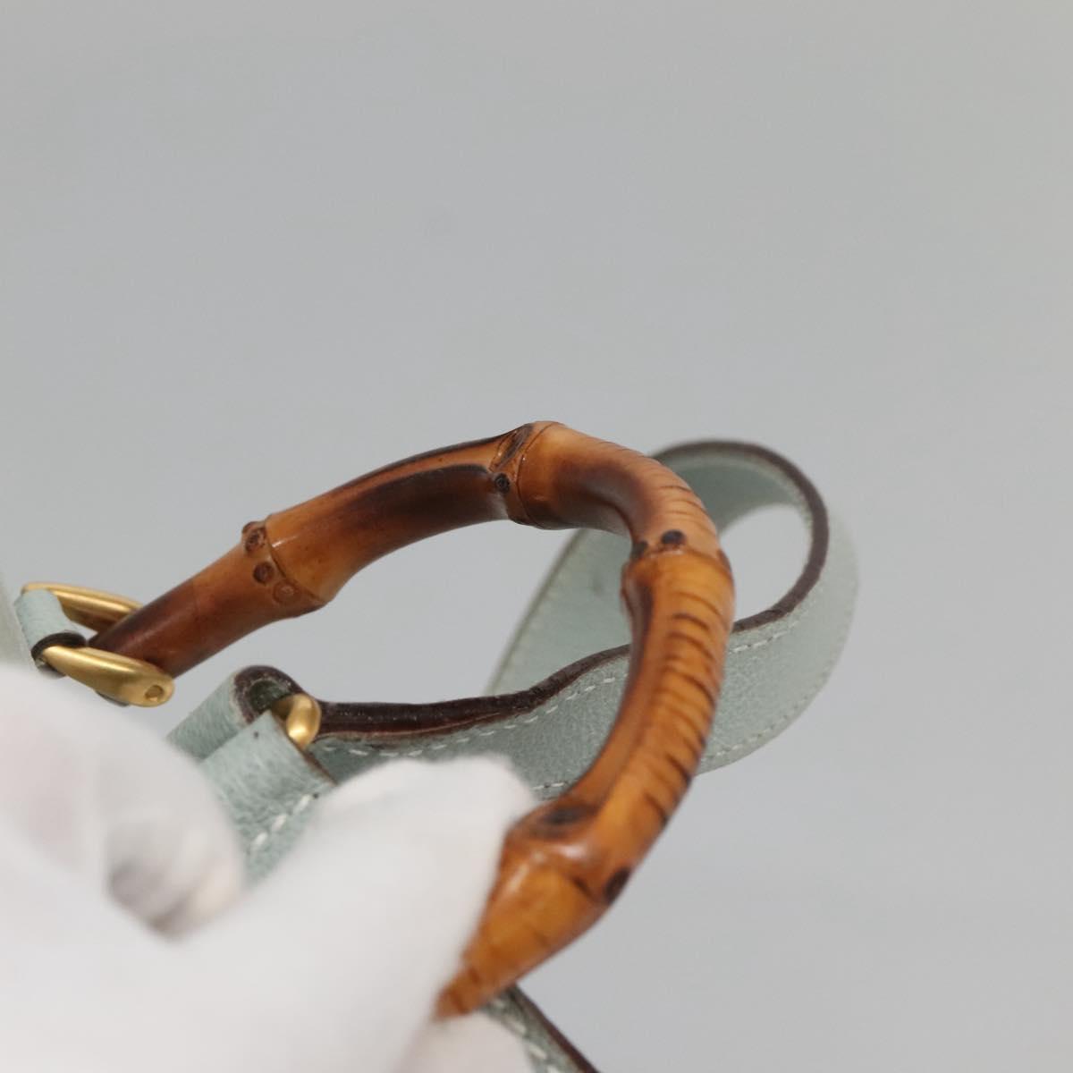 GUCCI Bamboo Backpack Suede Light Blue Gold 003 2058 0030 Auth BA5287