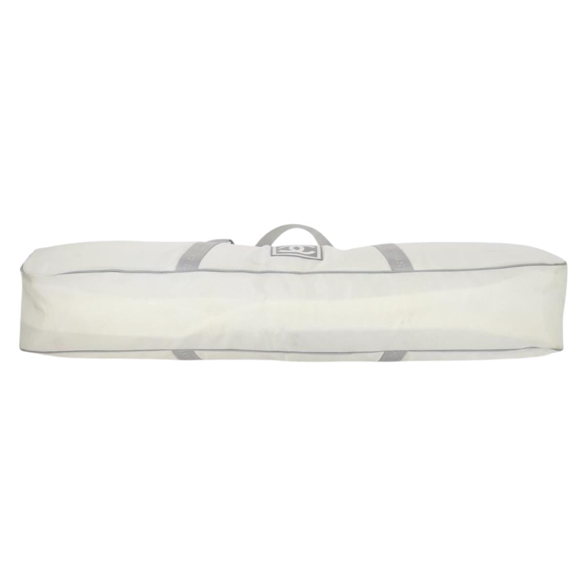 CHANEL Ski Case Sports Line Bag Nylon White Silver CC Auth BA5290V