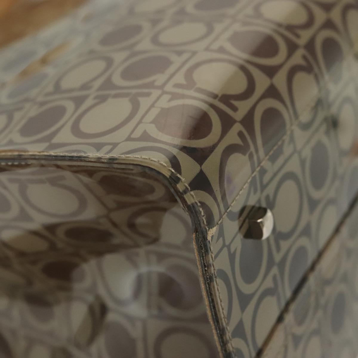 Salvatore Ferragamo Gancini Tote Bag Vinyl Brown Auth BA5292