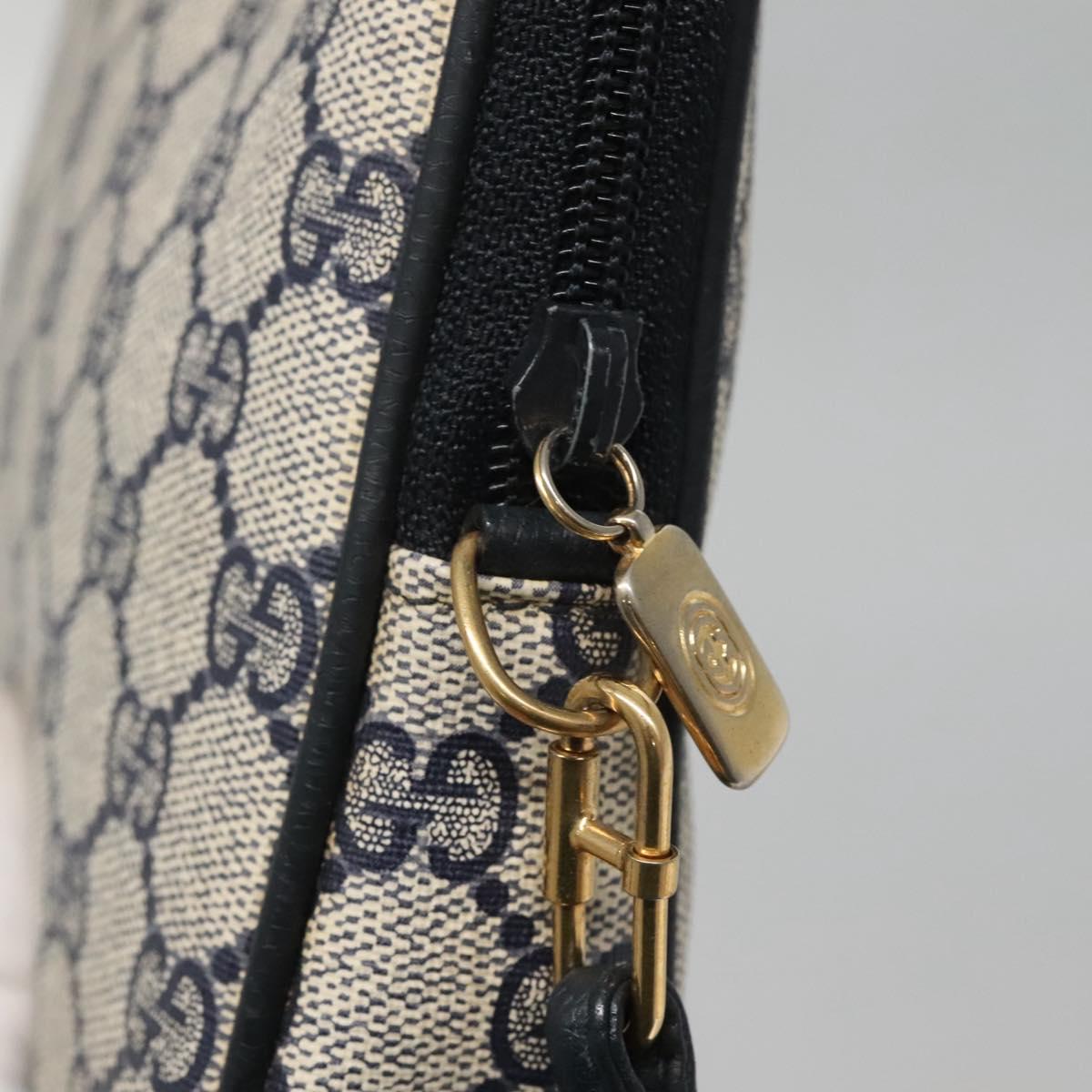 GUCCI GG Supreme Shoulder Bag PVC Navy Gold 97 02 068 Auth BA5298