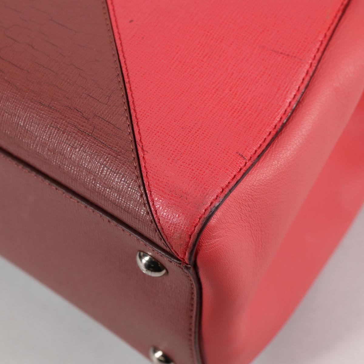 FENDI PETITE 2JOURS Hand Bag Leather 2way Beige Silver Auth BA5301