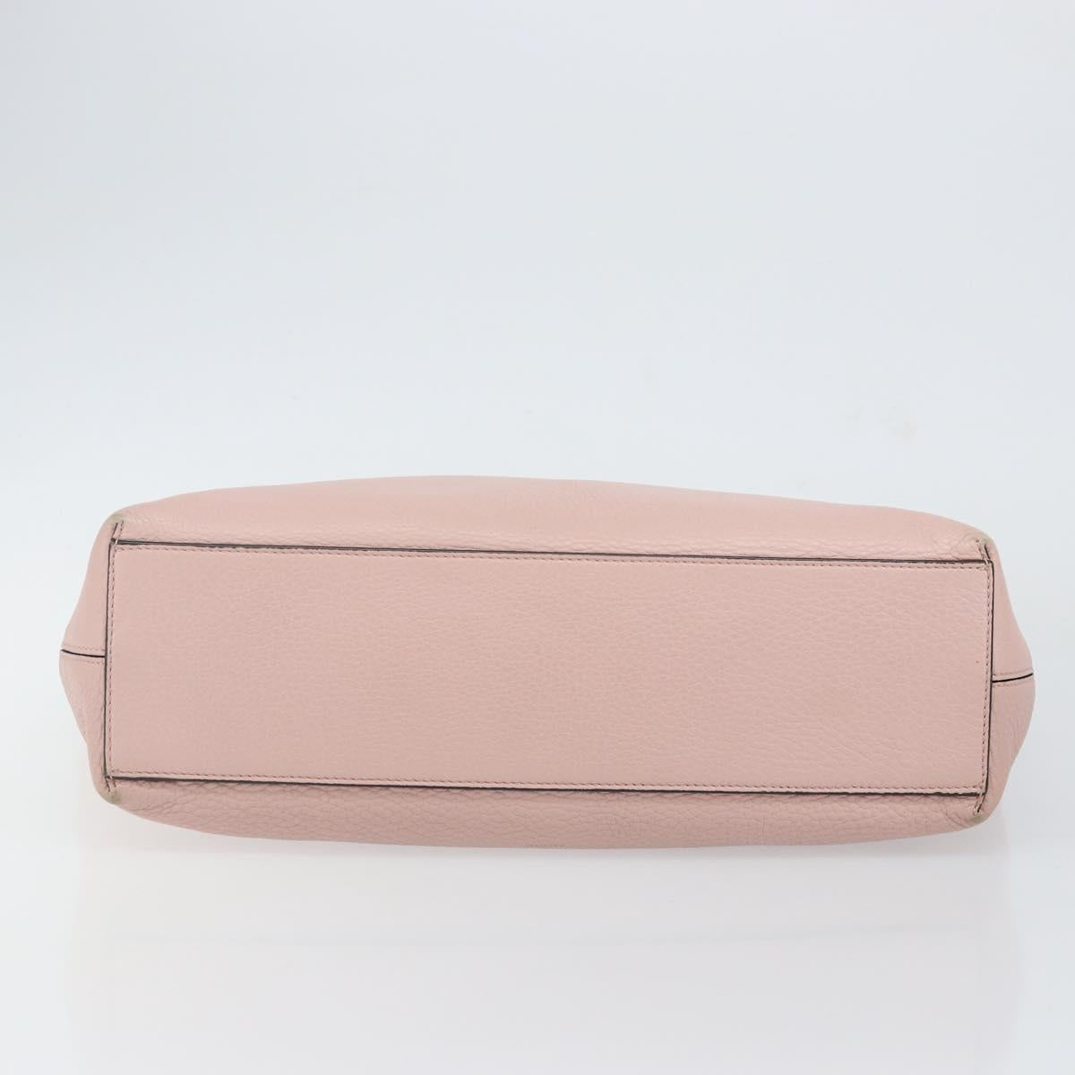 VALENTINO Studs Tote Bag Leather Pink Gold Auth BA5305