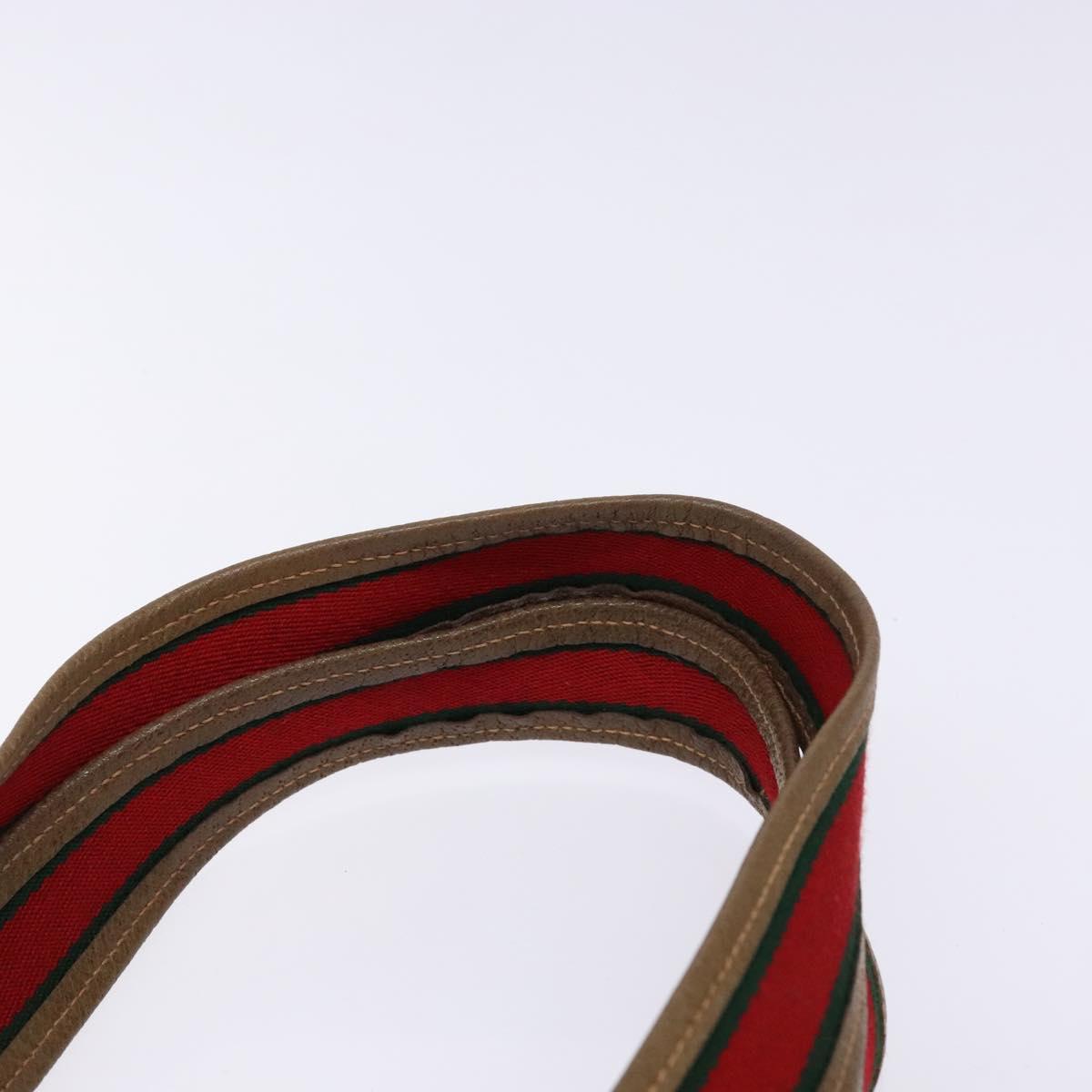 GUCCI GG Plus Supreme Web Sherry Line Tote Bag PVC Beige Red Green Auth BA5310