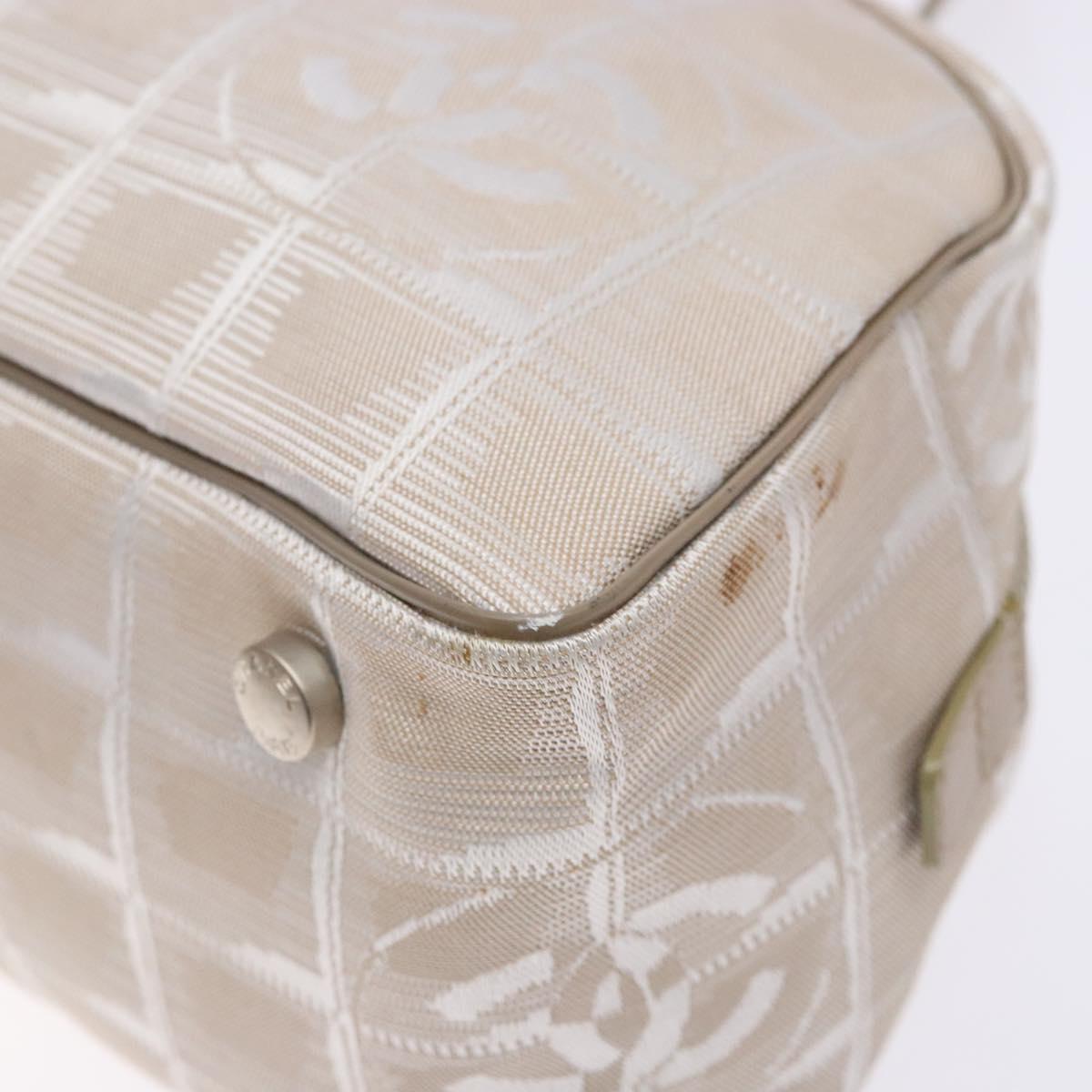 CHANEL New Travel Line Hand Bag Nylon Beige CC Auth BA5313