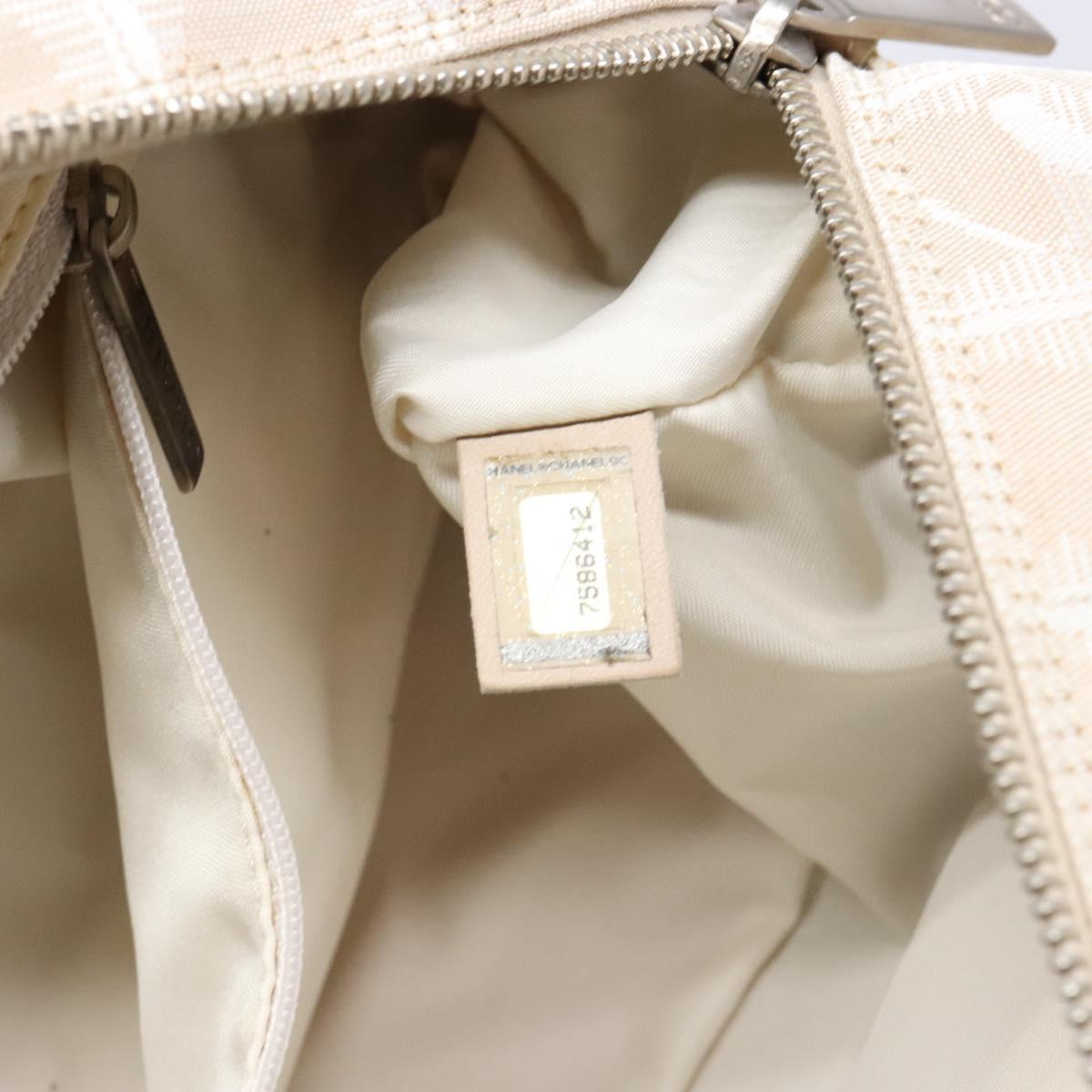 CHANEL New Travel Line Hand Bag Nylon Beige CC Auth BA5313