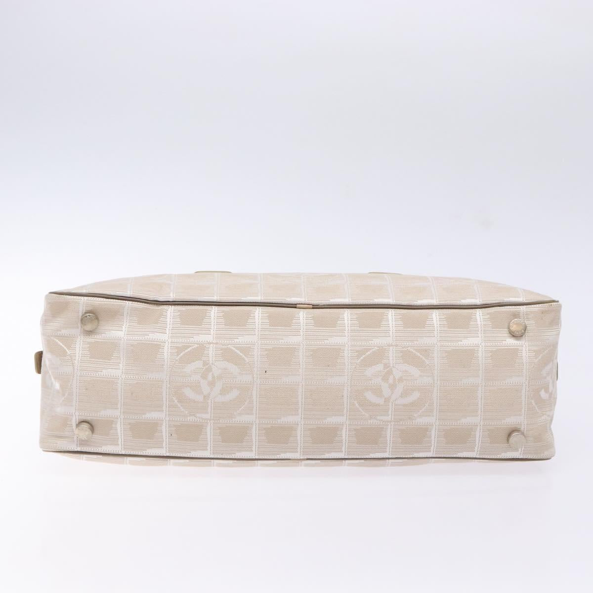 CHANEL New Travel Line Hand Bag Nylon Beige CC Auth BA5313