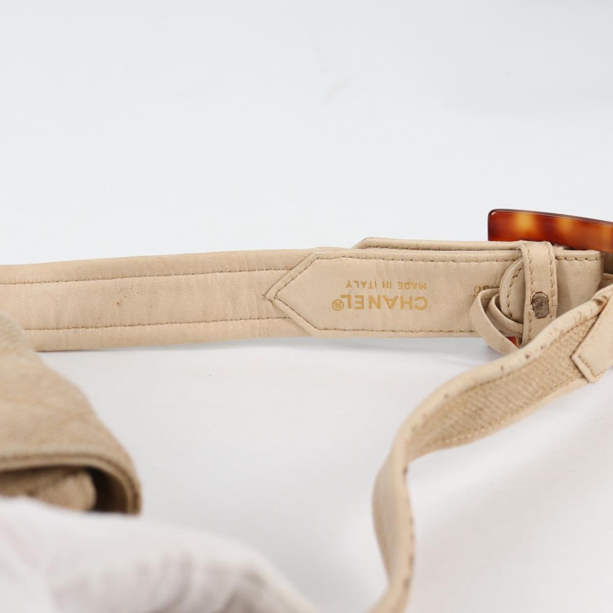 CHANEL Matelasse Waist Bag Canvas Beige CC Auth BA5314