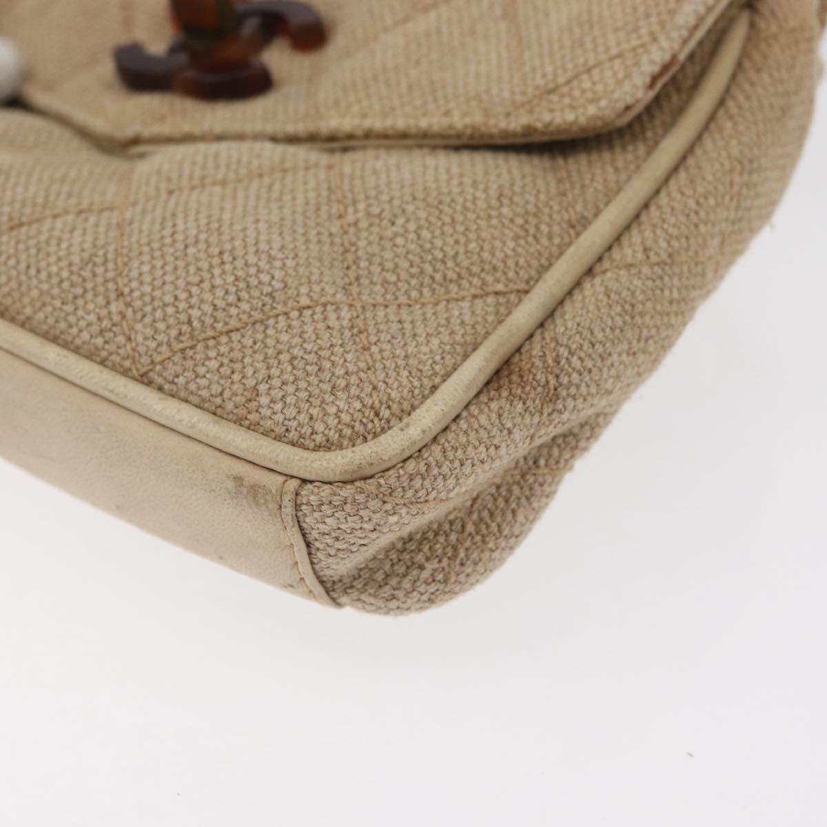 CHANEL Matelasse Waist Bag Canvas Beige CC Auth BA5314
