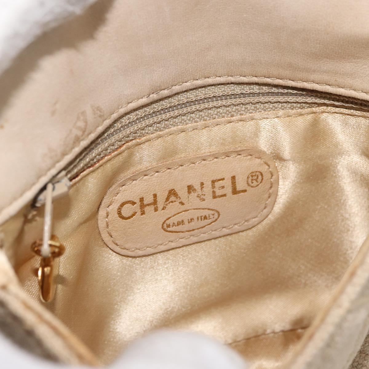 CHANEL Matelasse Waist Bag Canvas Beige CC Auth BA5314