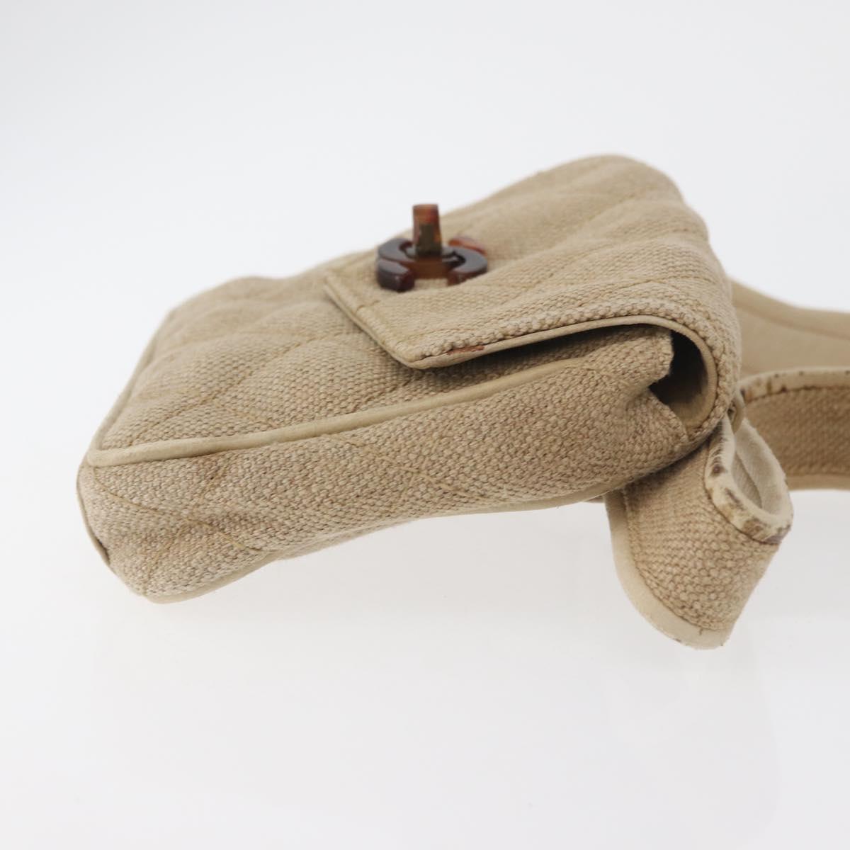 CHANEL Matelasse Waist Bag Canvas Beige CC Auth BA5314