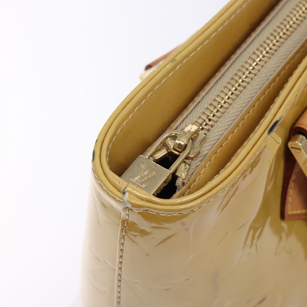 LOUIS VUITTON Monogram Vernis Houston Hand Bag Beige M91004 LV Auth BA5330