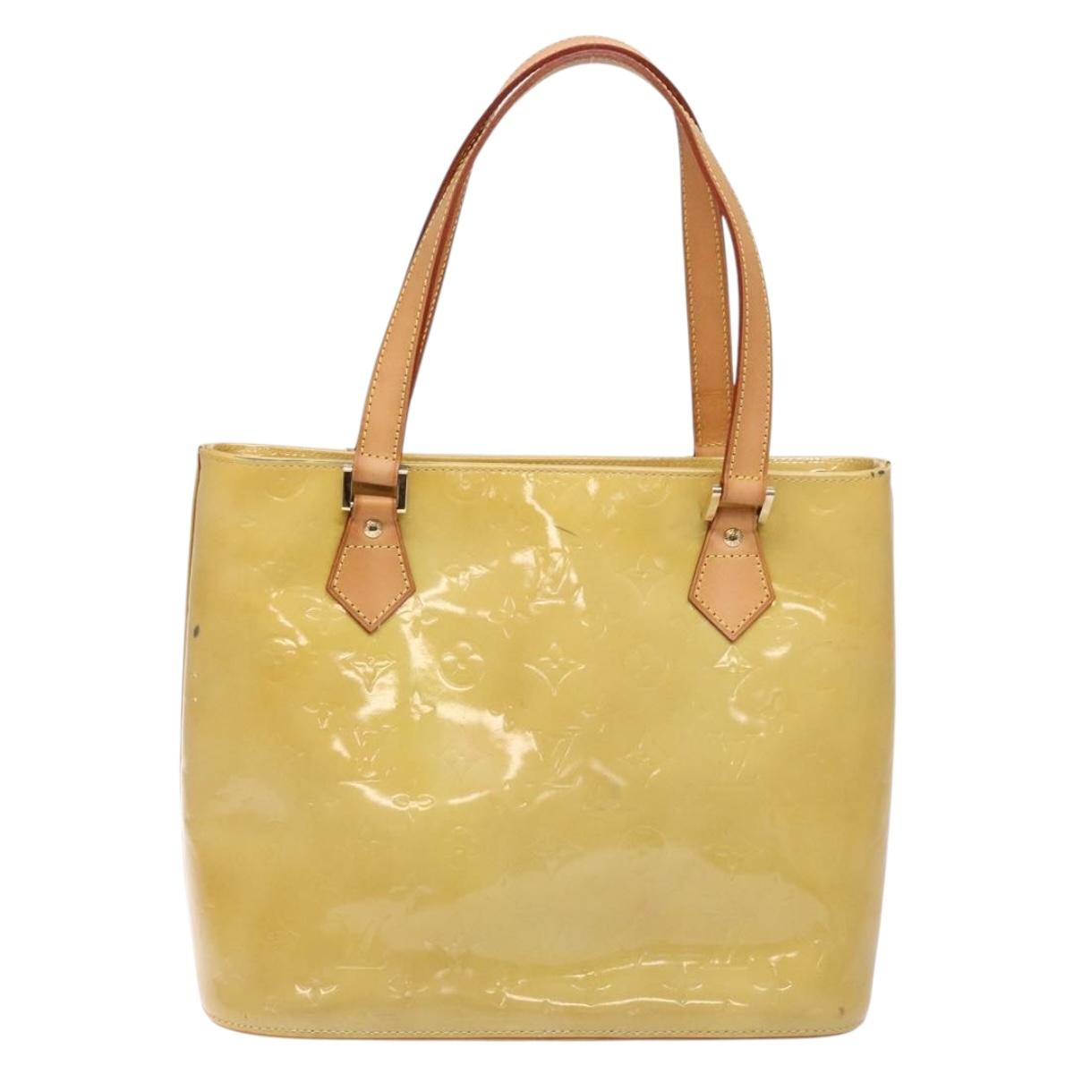 LOUIS VUITTON Monogram Vernis Houston Hand Bag Beige M91004 LV Auth BA5330