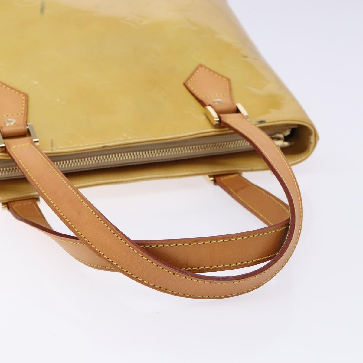 LOUIS VUITTON Monogram Vernis Houston Hand Bag Beige M91004 LV Auth BA5330