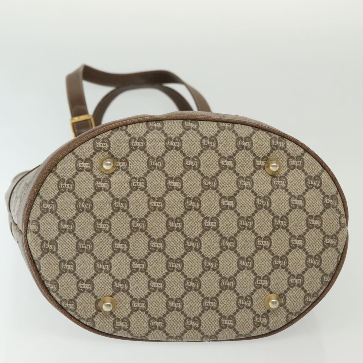 GUCCI GG Plus Supreme Tote Bag PVC Beige Gold Auth BA5333