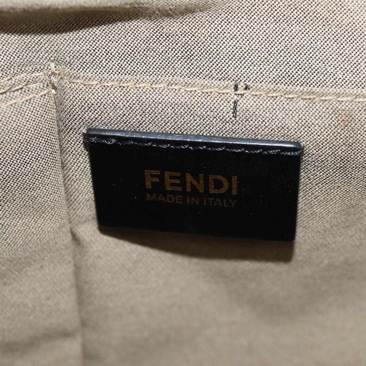 FENDI Camel Rain Hand Bag Canvas 2way Beige Gold Auth BA5335