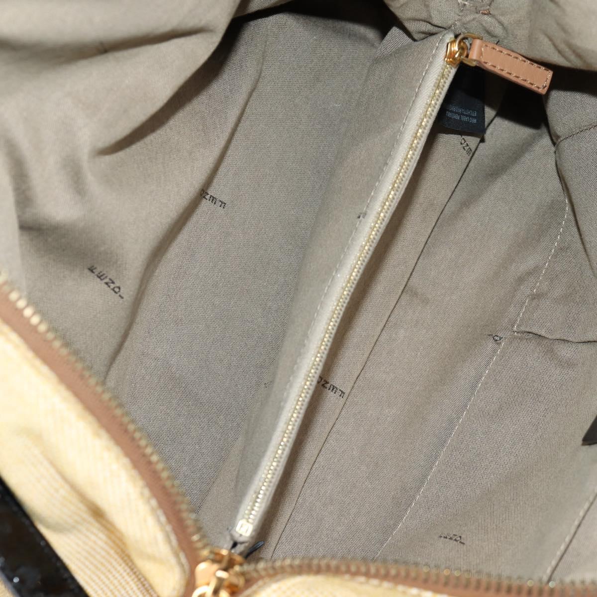FENDI Camel Rain Hand Bag Canvas 2way Beige Gold Auth BA5335