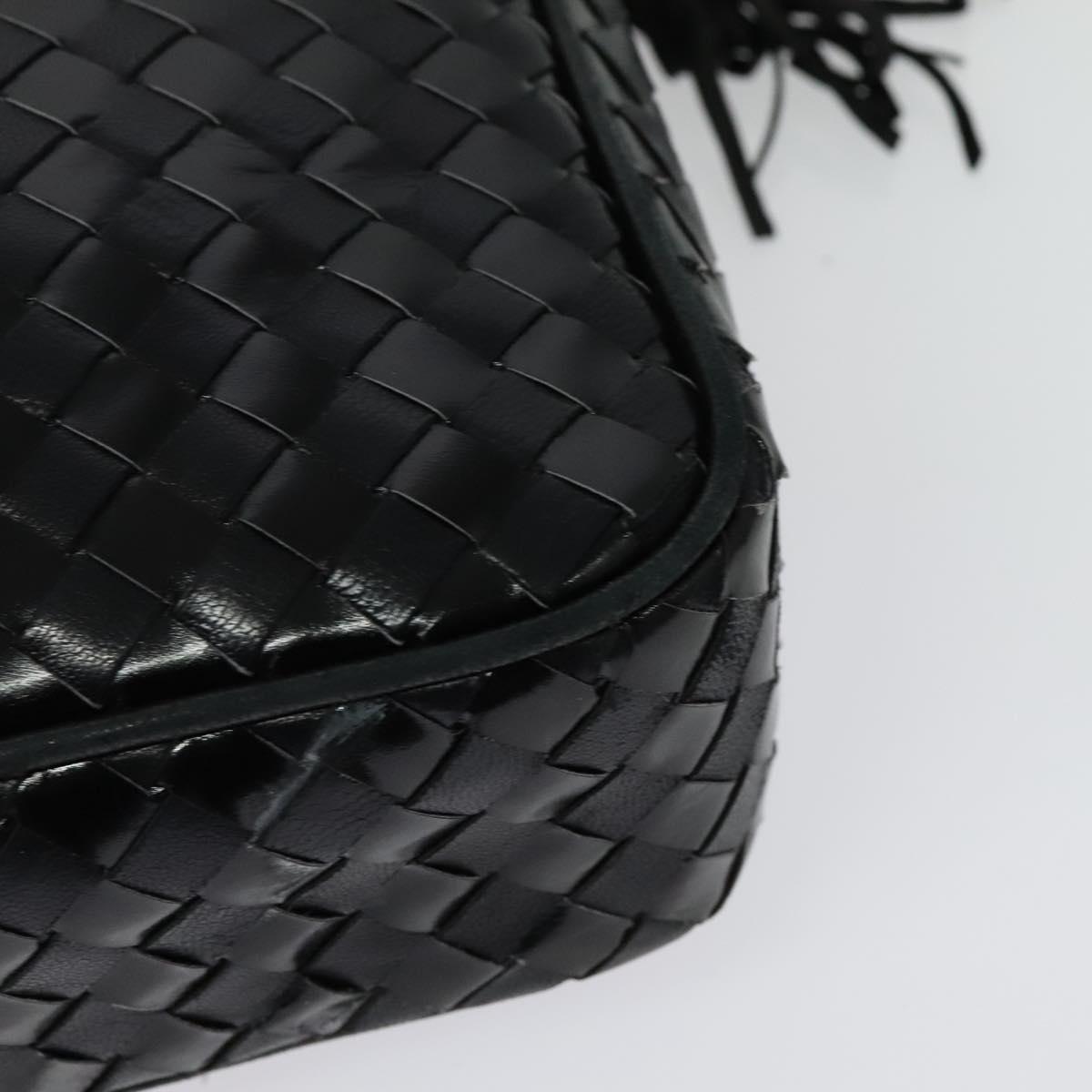 BALLY Quilted Chain Shoulder Bag Leather Black Gold Auth BA5339