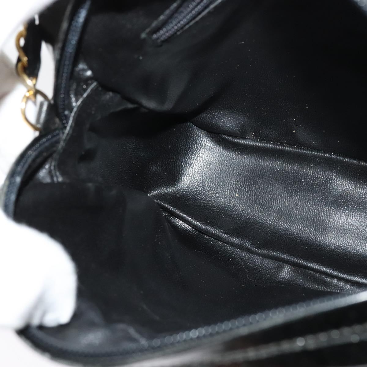 BALLY Quilted Chain Shoulder Bag Leather Black Gold Auth BA5339