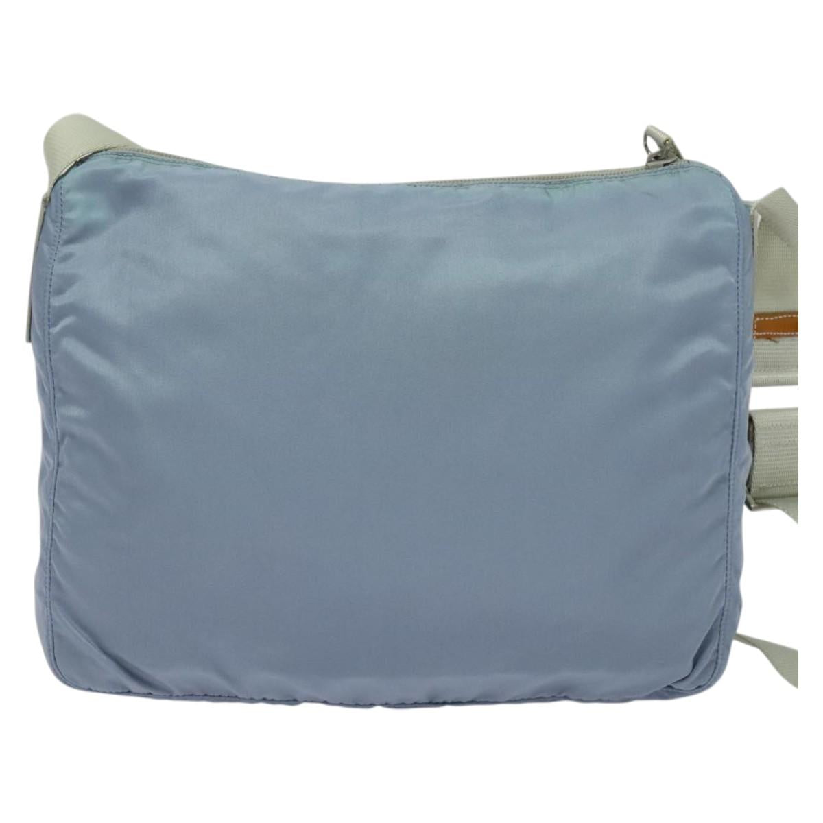PRADA Shoulder Bag Nylon Light Blue Silver Auth BA5343