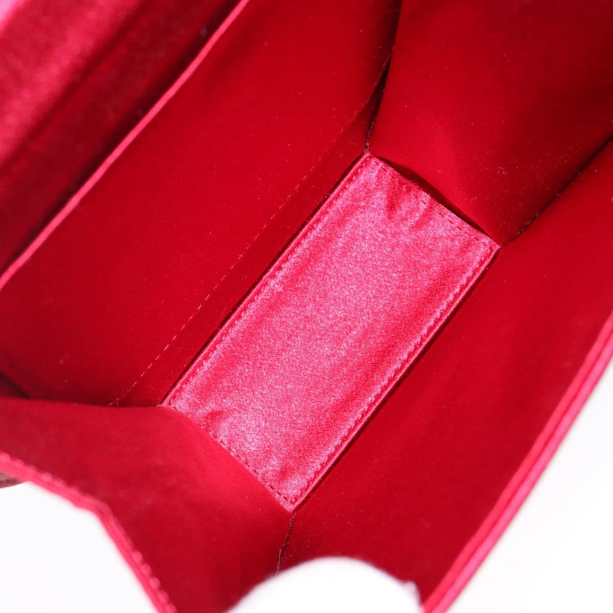 SAINT LAURENT Shoulder Bag Satin Red Gold Auth BA5345