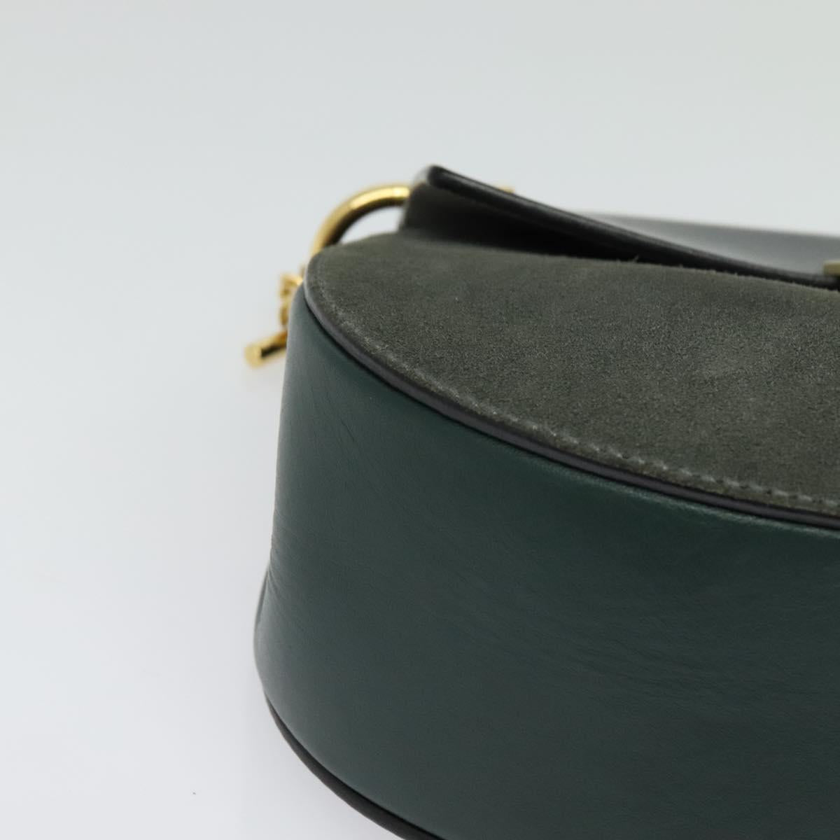 Chloe Chain Drew Shoulder Bag Leather Khaki Gold Auth BA5346