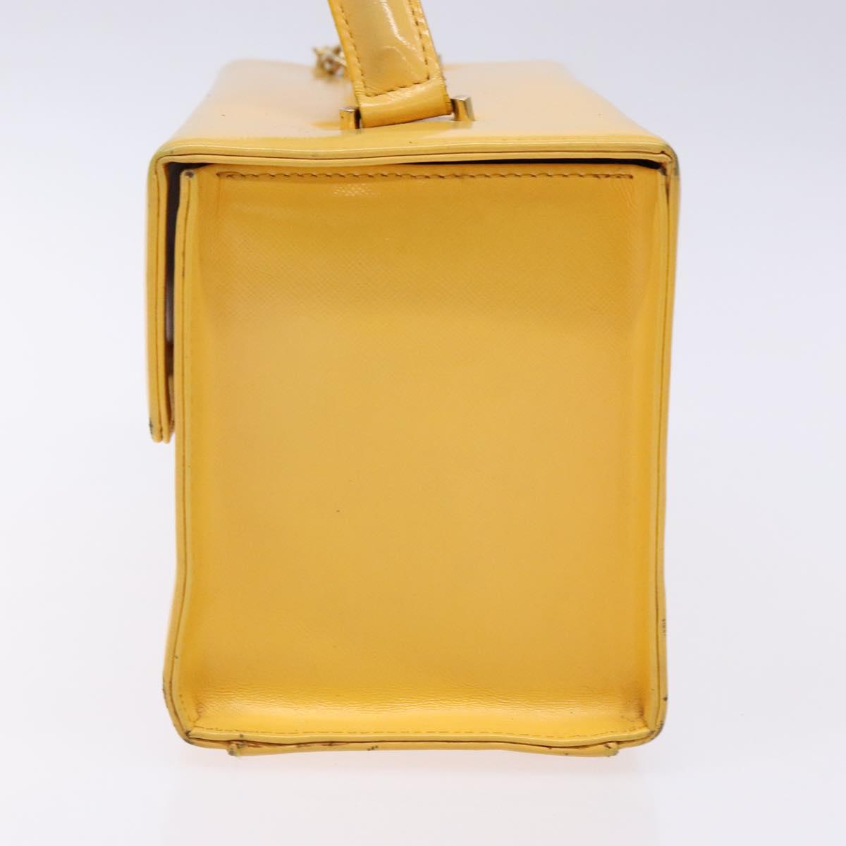 Gianni Versace Hand Bag Leather Yellow Gold Auth BA5349