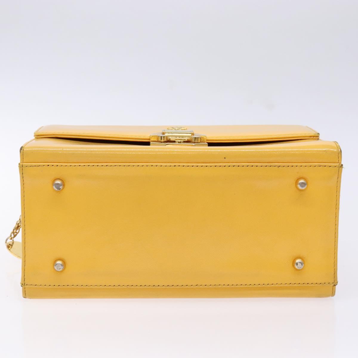 Gianni Versace Hand Bag Leather Yellow Gold Auth BA5349