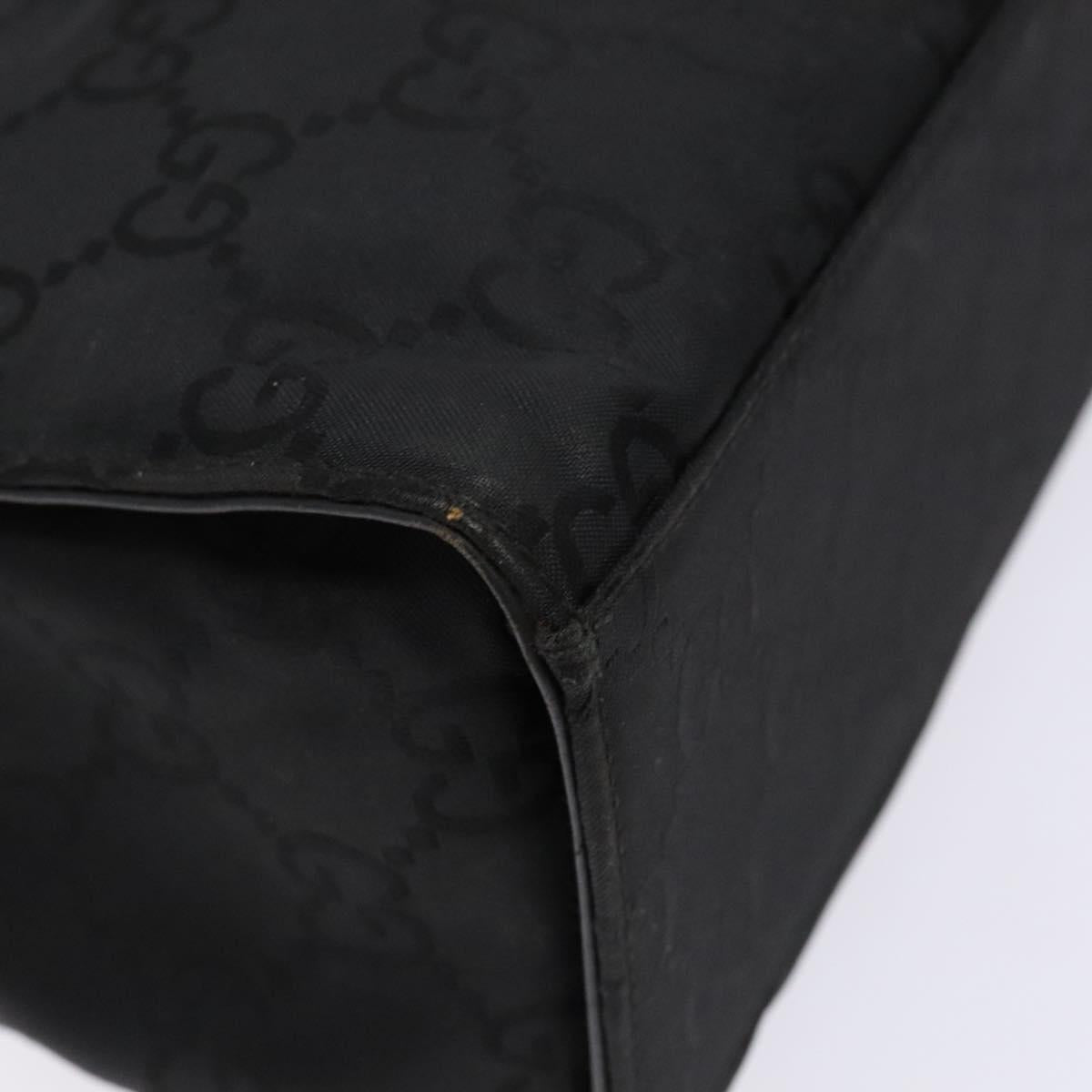 GUCCI GG Canvas Bamboo Hand Bag Nylon Black Silver 002 1016 Auth BA5353