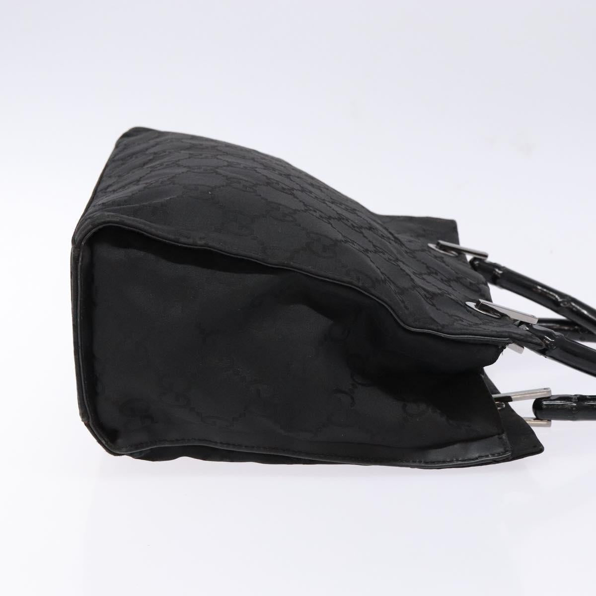 GUCCI GG Canvas Bamboo Hand Bag Nylon Black Silver 002 1016 Auth BA5353
