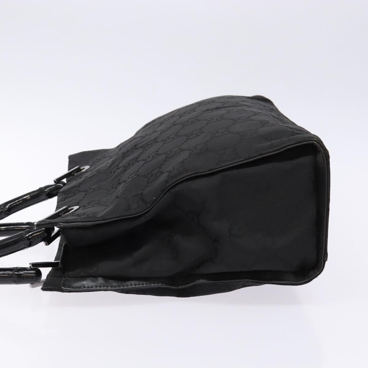 GUCCI GG Canvas Bamboo Hand Bag Nylon Black Silver 002 1016 Auth BA5353