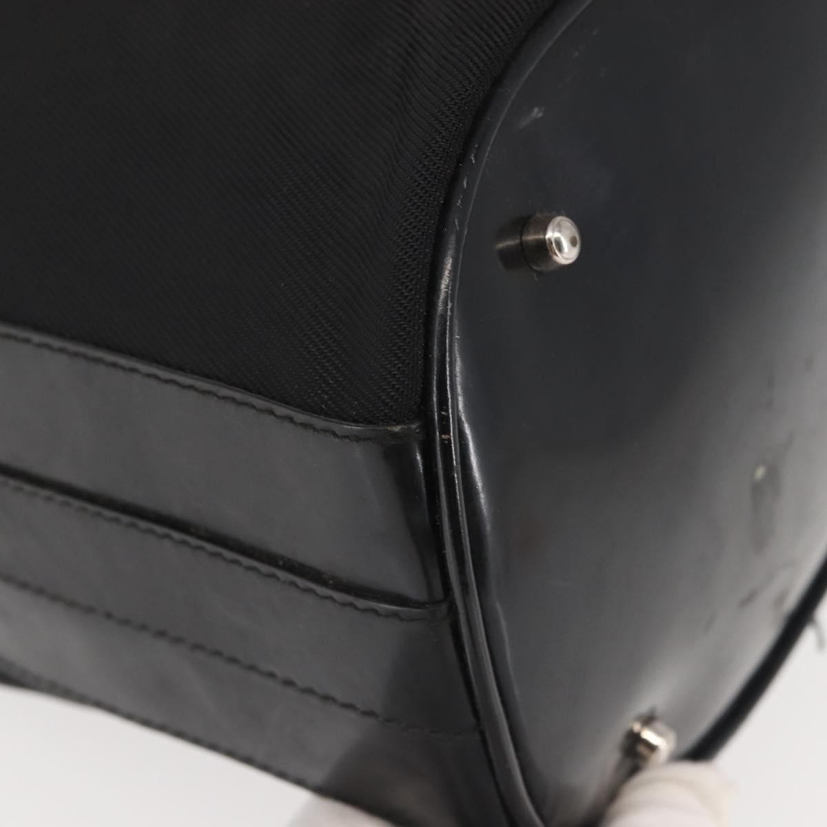 GUCCI Bamboo Hand Bag Nylon 2way Black Silver Auth BA5354