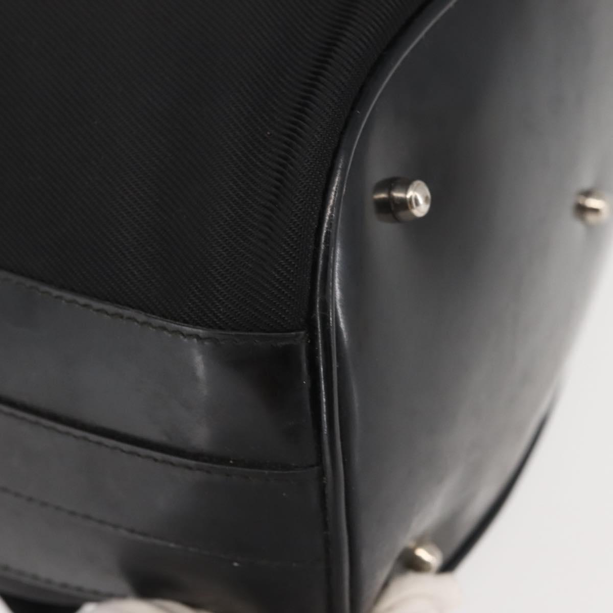 GUCCI Bamboo Hand Bag Nylon 2way Black Silver Auth BA5354