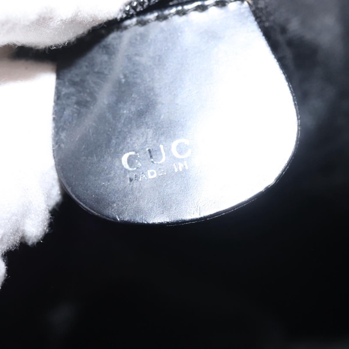 GUCCI Bamboo Hand Bag Nylon 2way Black Silver Auth BA5354