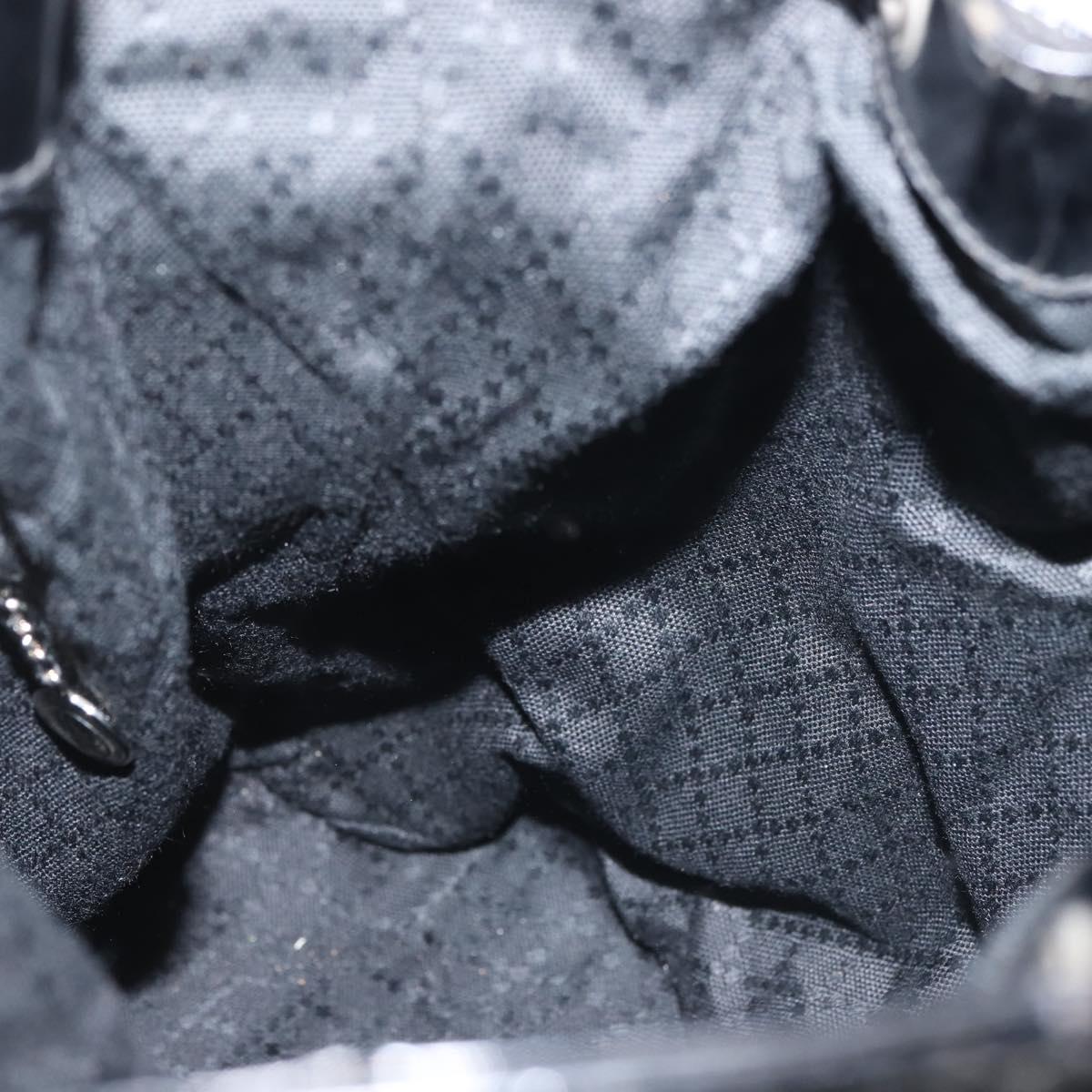 GUCCI Bamboo Hand Bag Nylon 2way Black Silver Auth BA5354