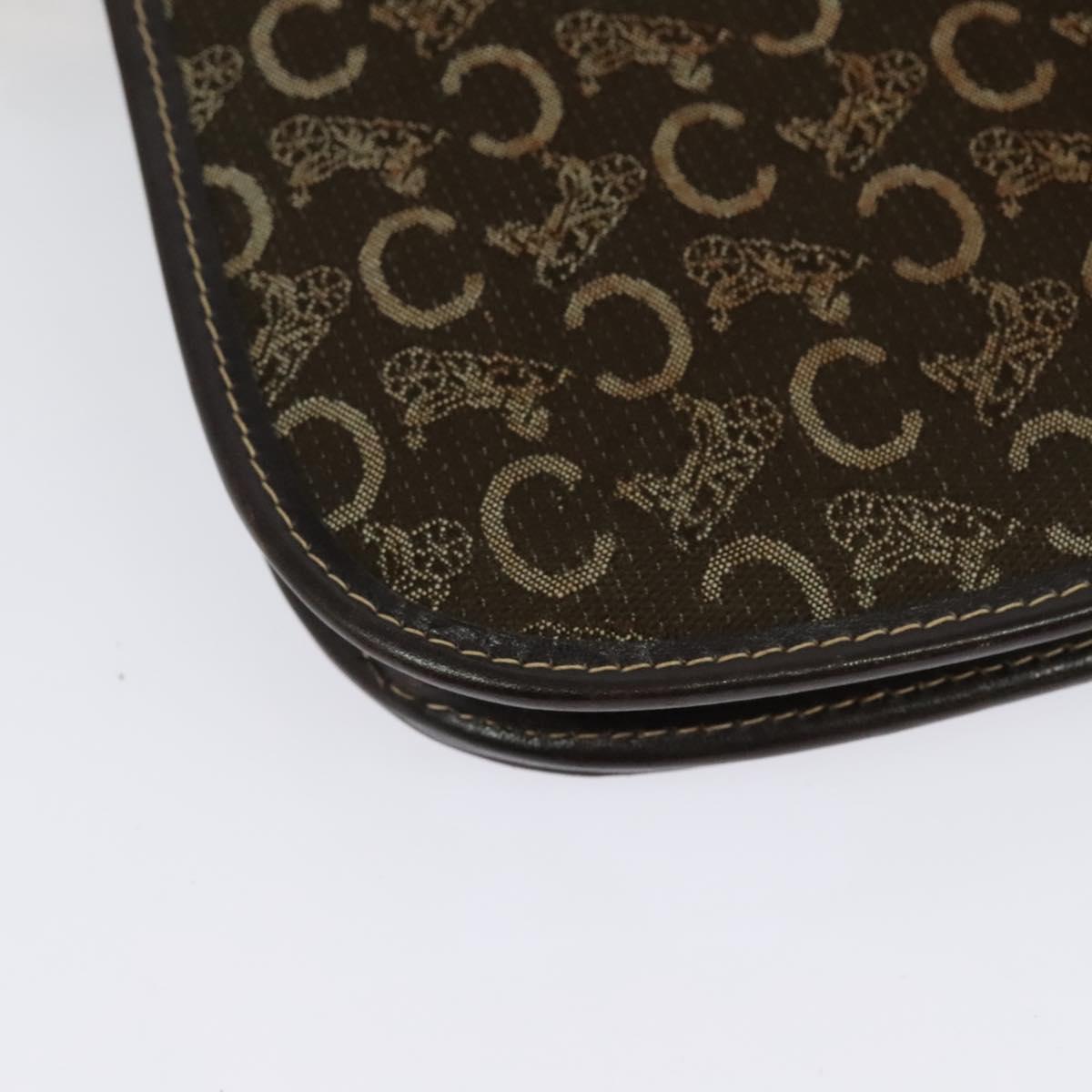 CELINE C Sulky Shoulder Bag Canvas Brown Gold Auth BA5360
