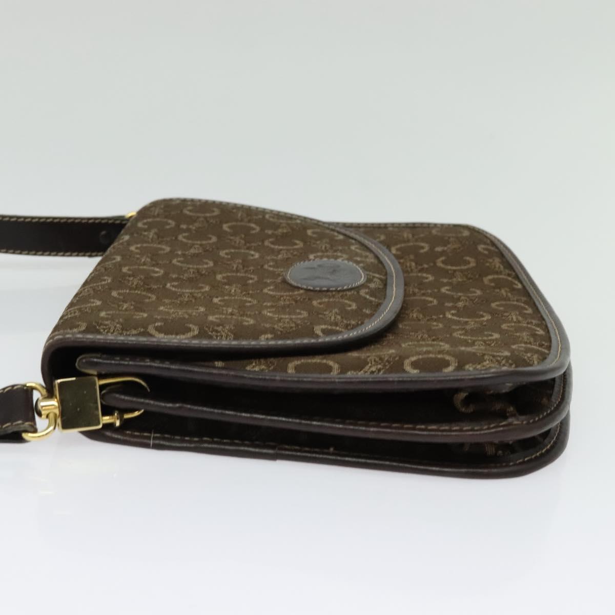 CELINE C Sulky Shoulder Bag Canvas Brown Gold Auth BA5360