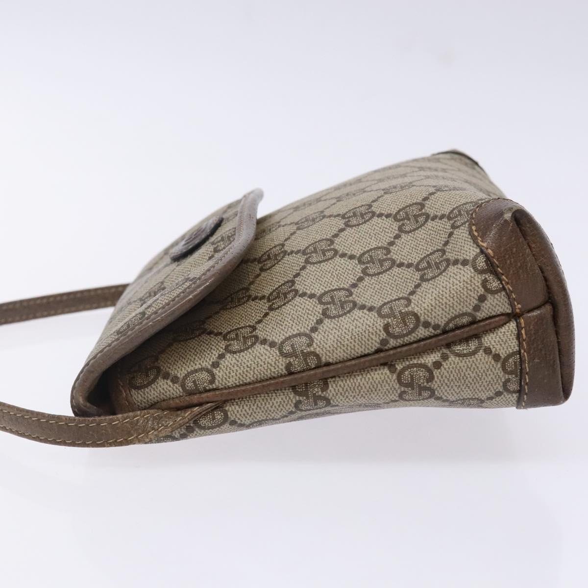 GUCCI GG Supreme Shoulder Bag PVC Beige Auth BA5362