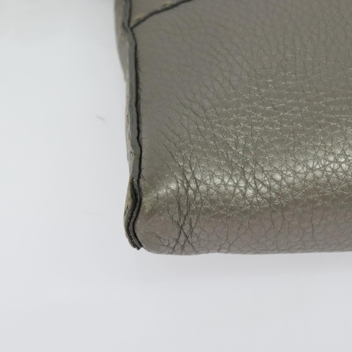 FENDI Celeria Shoulder Bag Leather Silver Auth BA5363