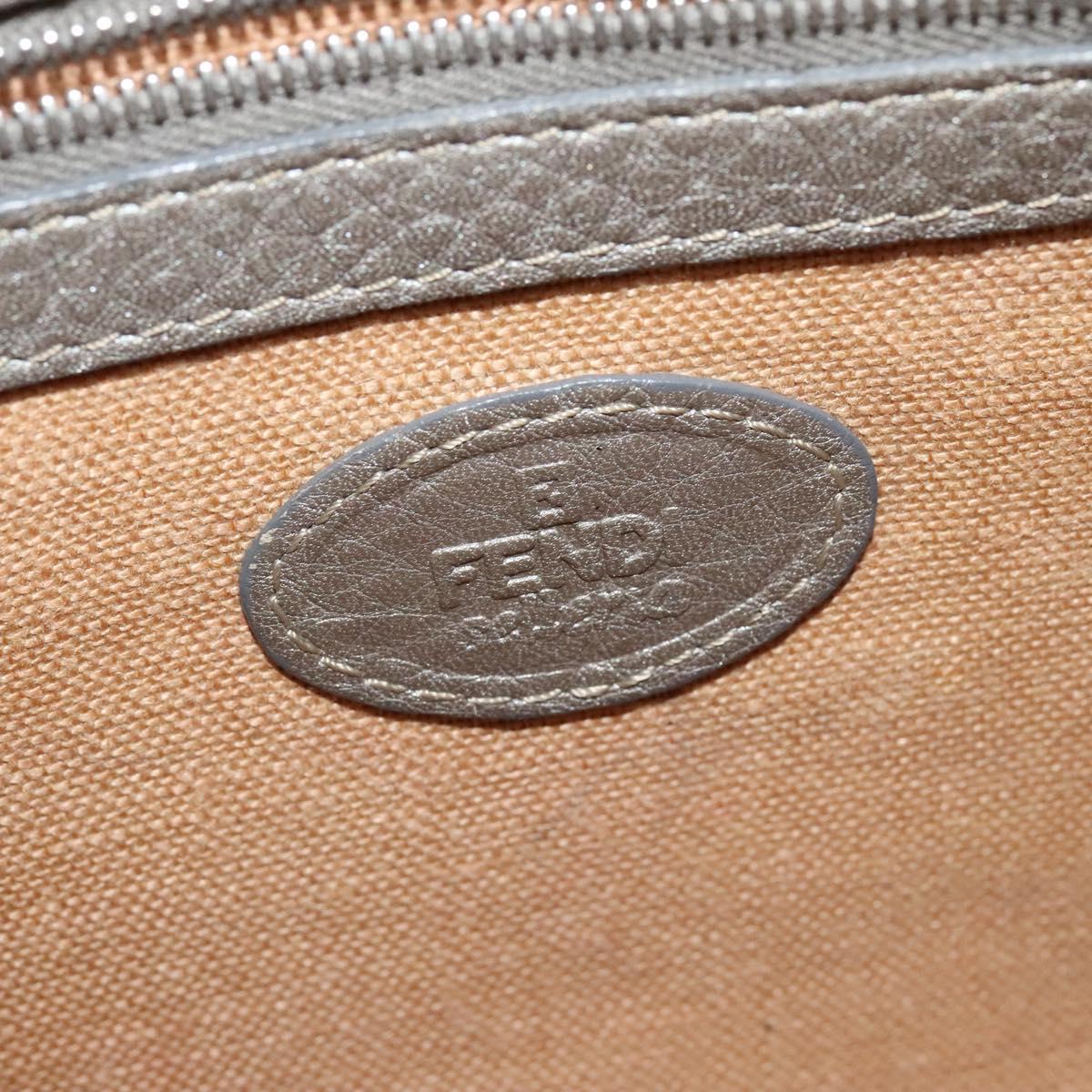 FENDI Celeria Shoulder Bag Leather Silver Auth BA5363