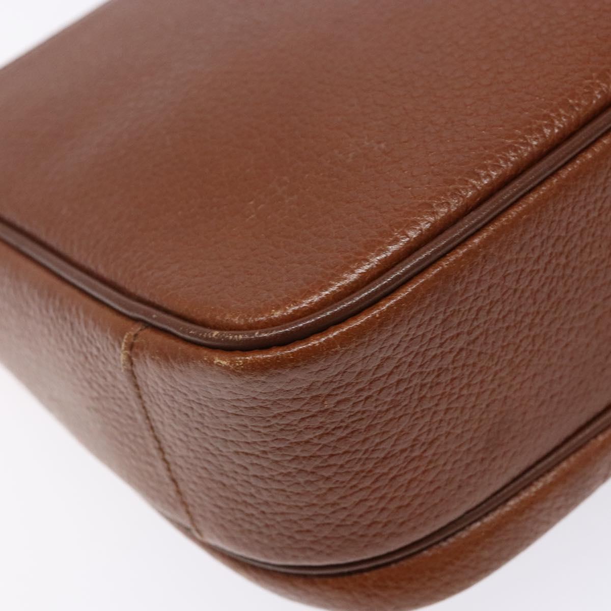 Burberrys Shoulder Bag Leather Brown Gold Auth BA5389