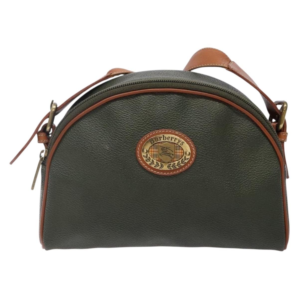 Burberrys Shoulder Bag Leather Khaki Gold Auth BA5390