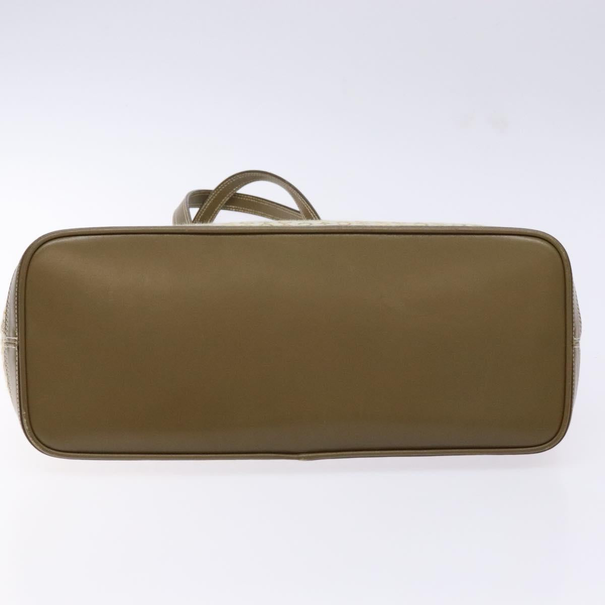 CELINE C Macadam Canvas Tote Bag Khaki Silver Auth BA5408