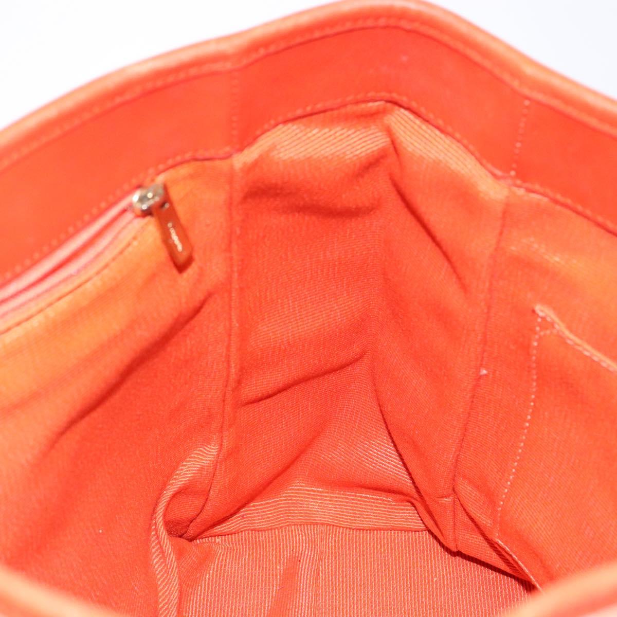 Salvatore Ferragamo Gancini Tote Bag Canvas Orange Gold Auth BA5410