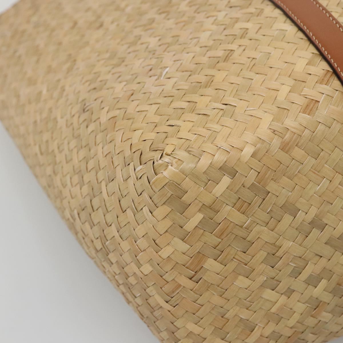 Jimmy Choo Studs Tote Bag Straw Beige Auth BA5421