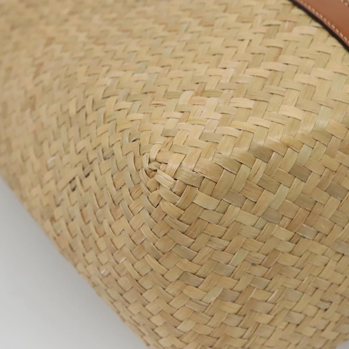 Jimmy Choo Studs Tote Bag Straw Beige Auth BA5421