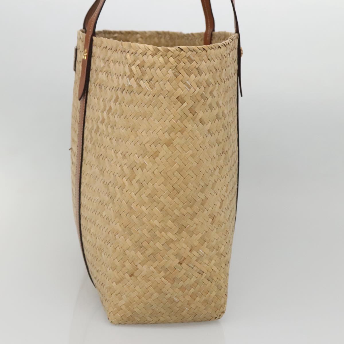 Jimmy Choo Studs Tote Bag Straw Beige Auth BA5421