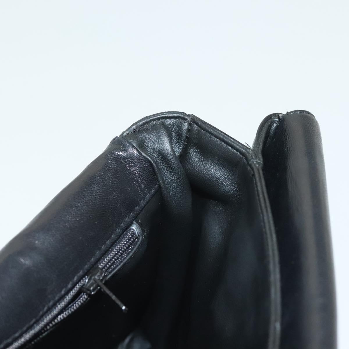 BALLY Quilted Chain Shoulder Bag Leather Black Gold Auth BA5432