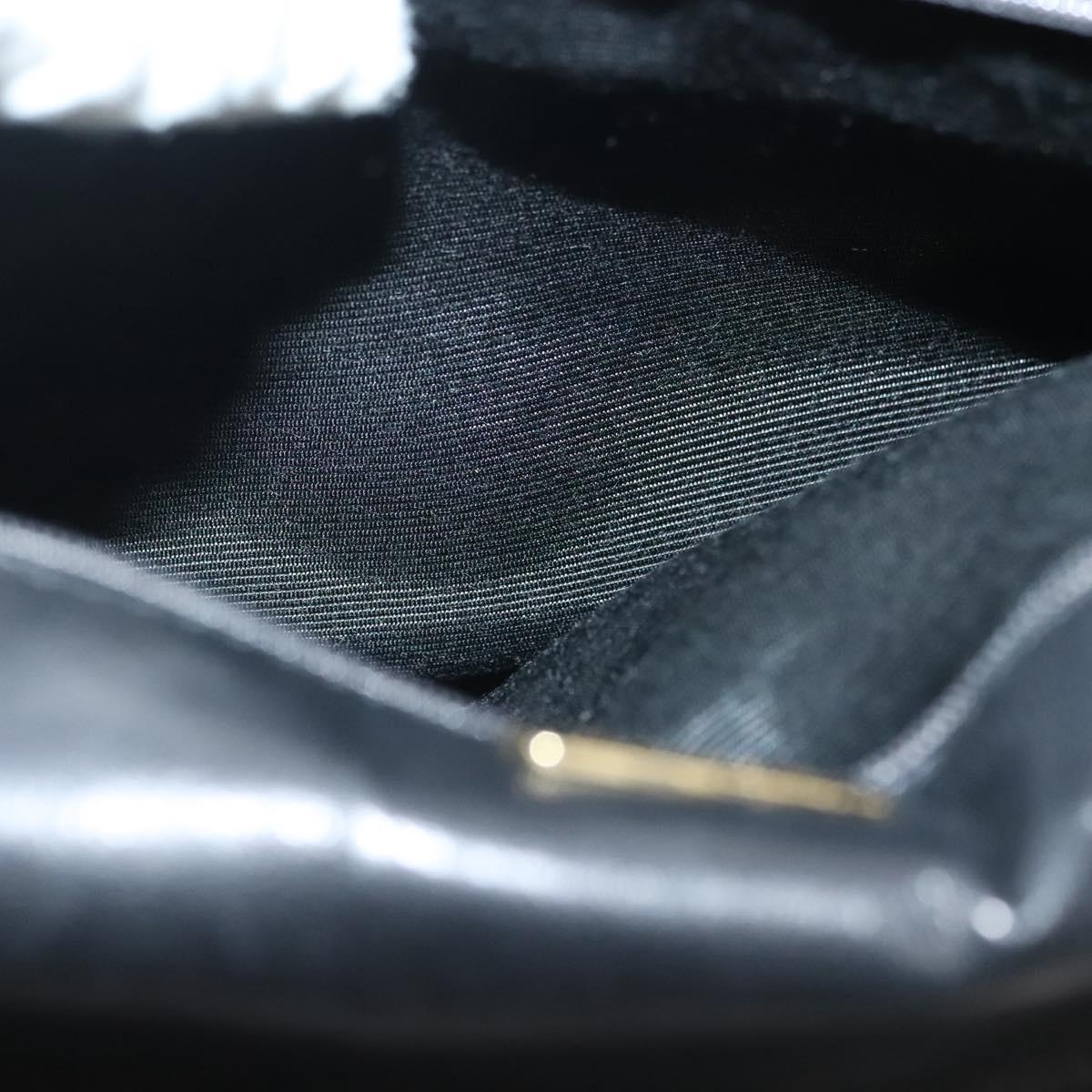 BALLY Quilted Chain Shoulder Bag Leather Black Gold Auth BA5432