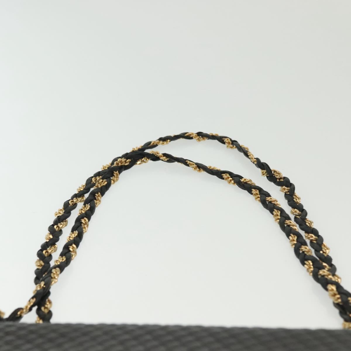 BALLY Quilted Chain Shoulder Bag Leather Black Gold Auth BA5432